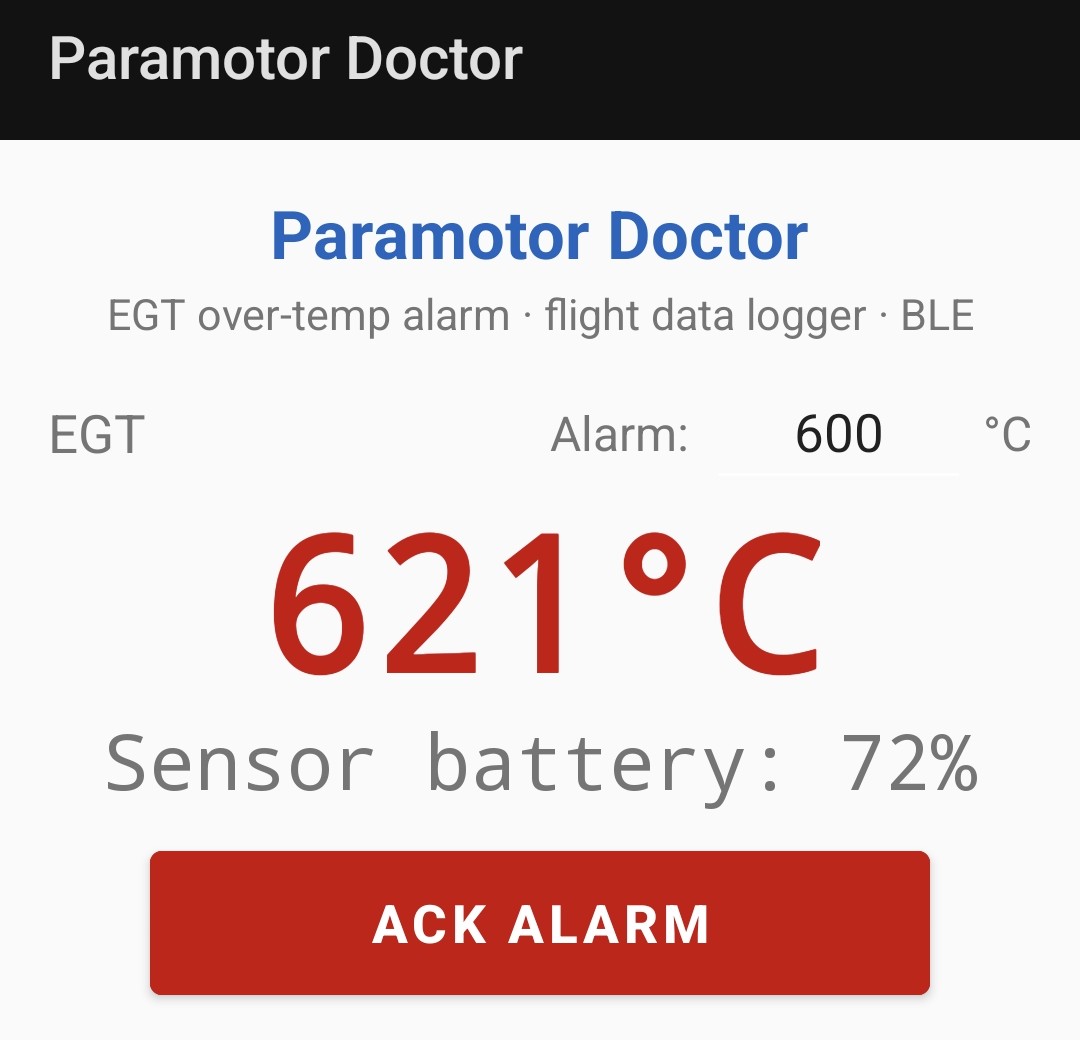 Handy zeigt Live-EGT mit aktivem Alarm